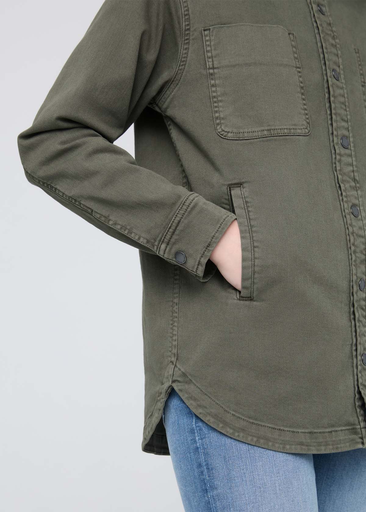 women's thyme twill overshirt front pocket