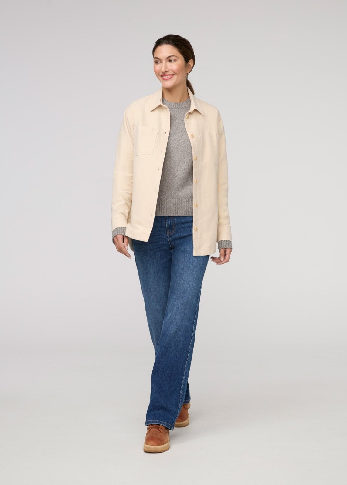 womens off-white moleskin overshirt full body