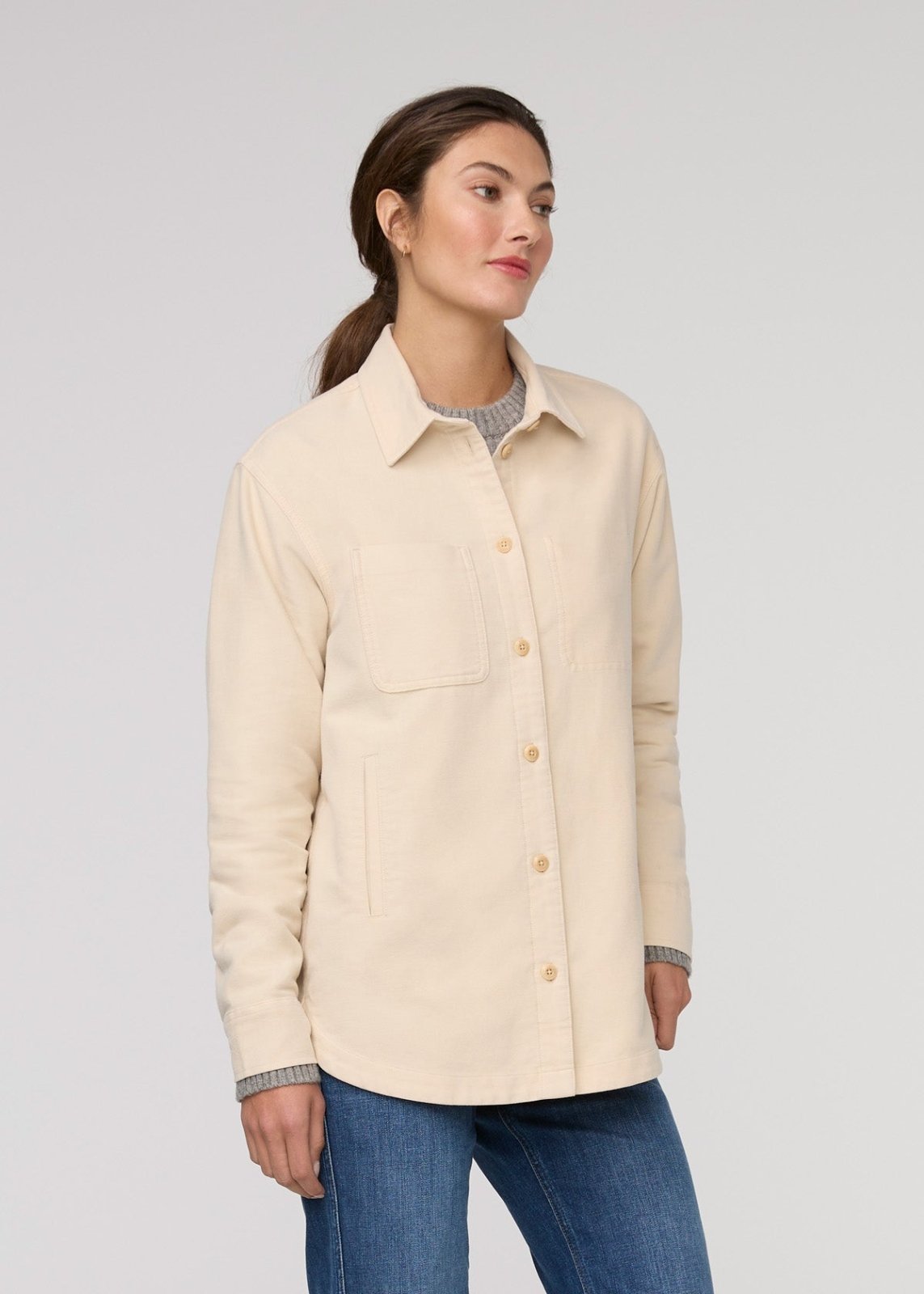 womens off-white moleskin overshirt side