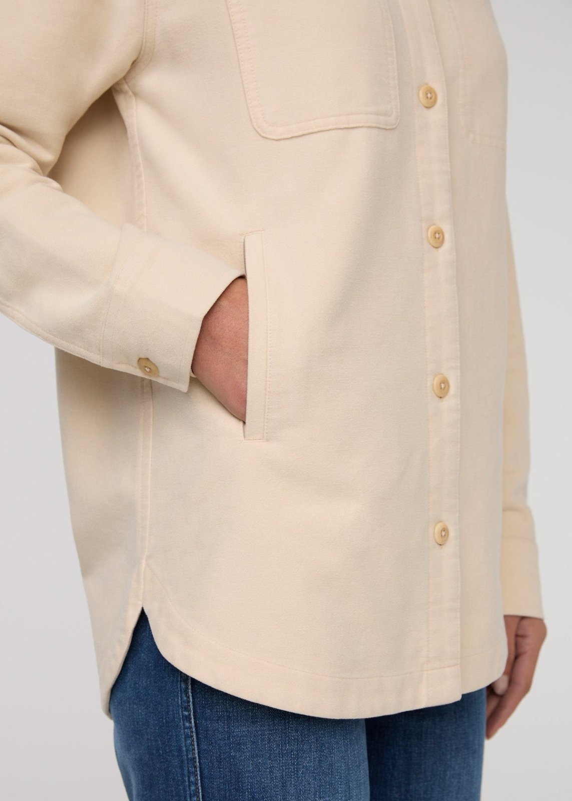 womens off-white moleskin overshirt front pocket