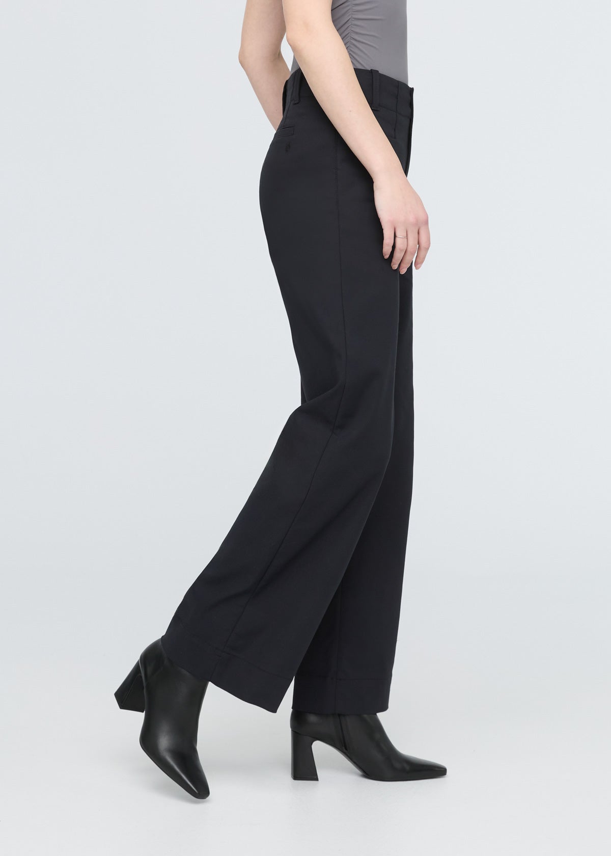 womens black high rise wide leg trouser side