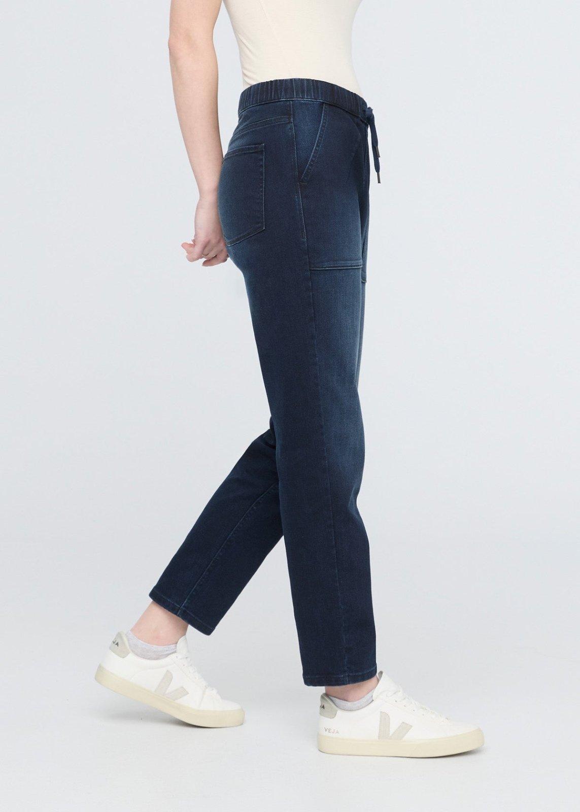 womens meteorite relaxed denim pull on pants side