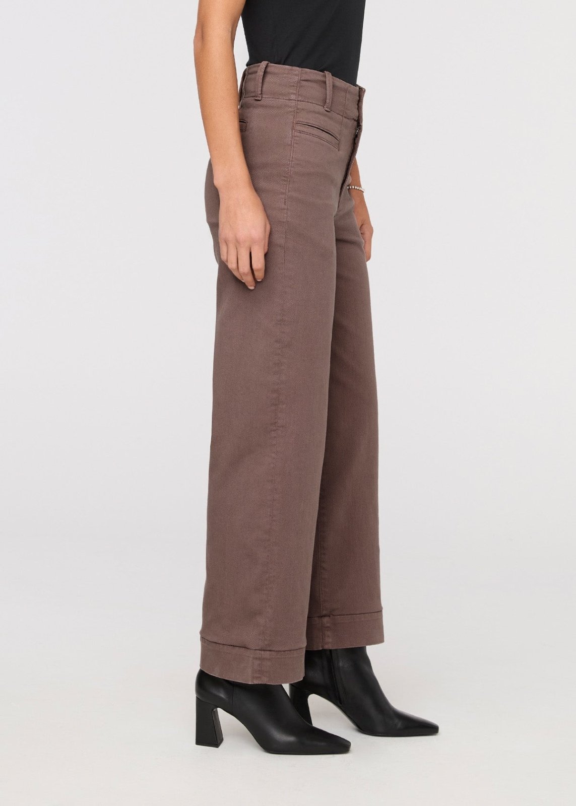 womens brown high rise trouser side