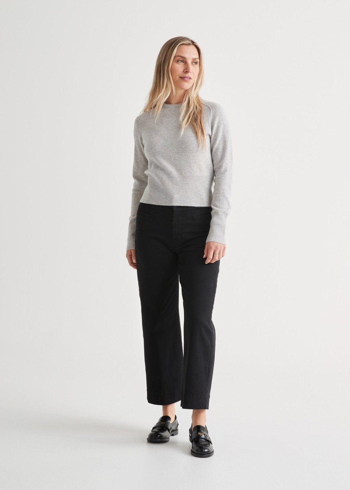 womens black high rise trouser full body