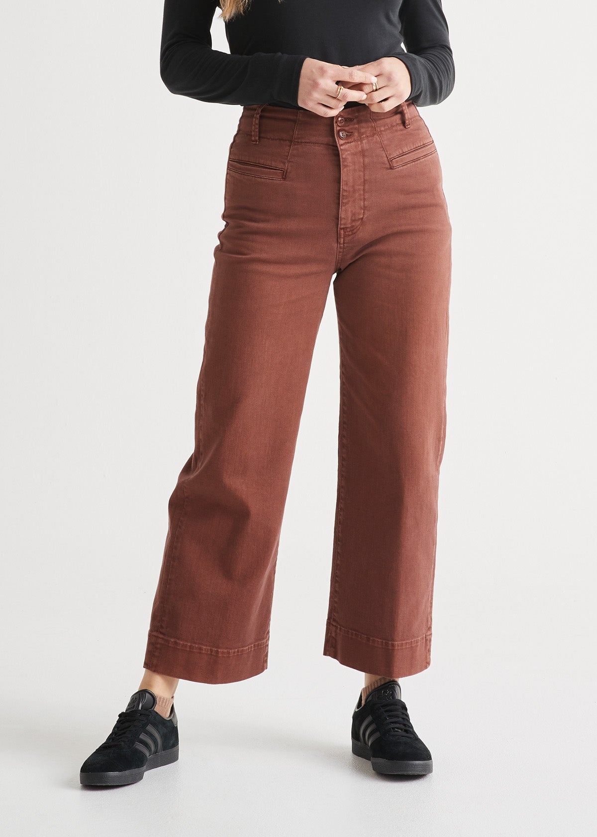 womens copper high rise trouser front