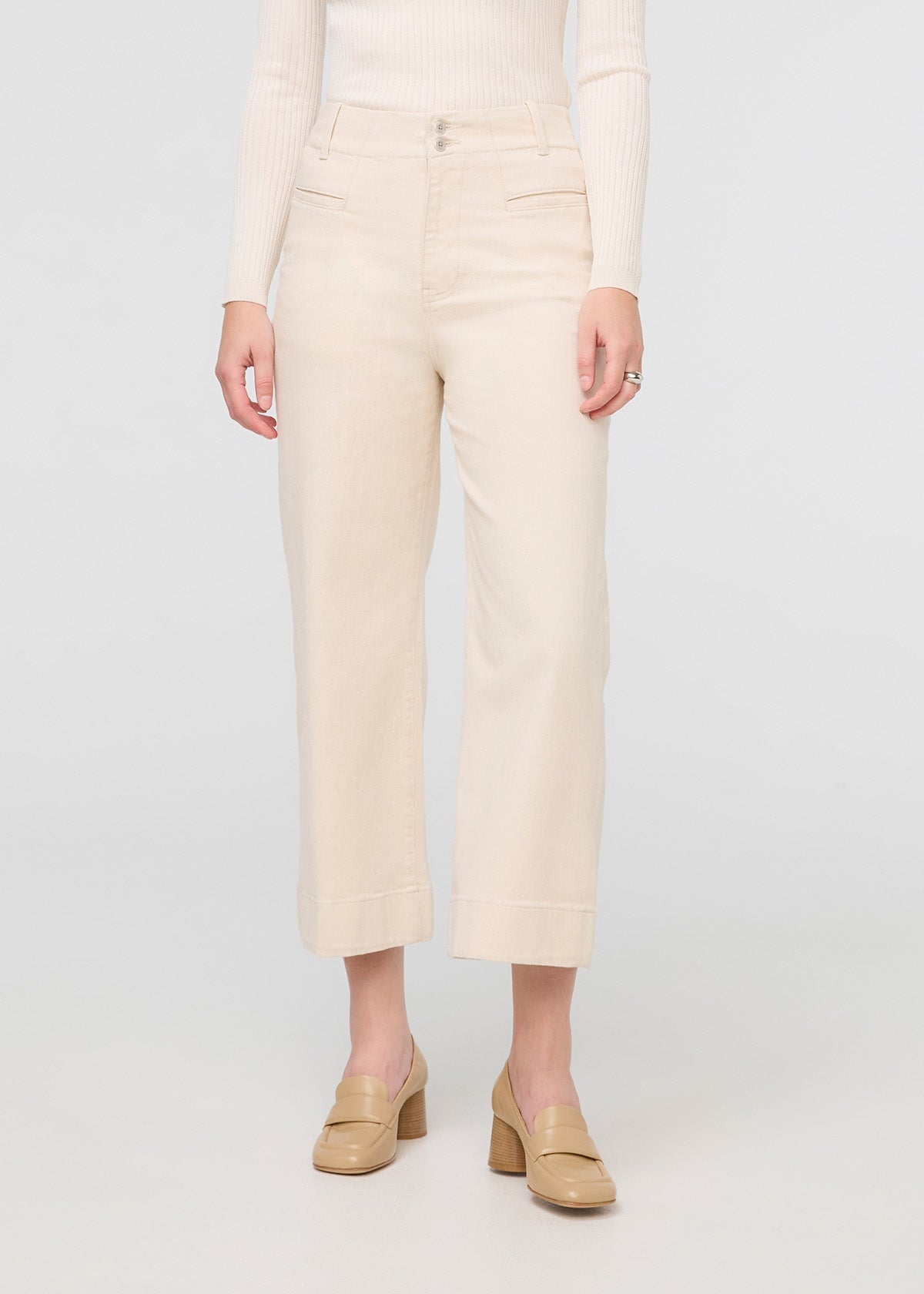 womens off-white high rise trouser front