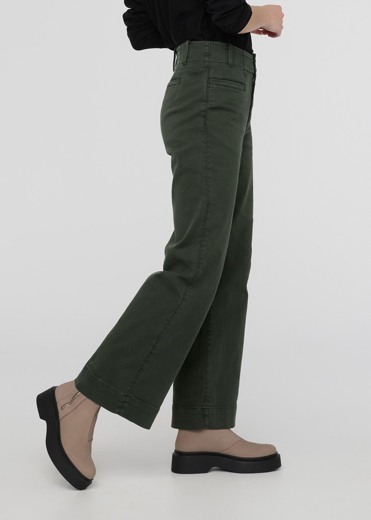 womens peat high rise twill trouser side