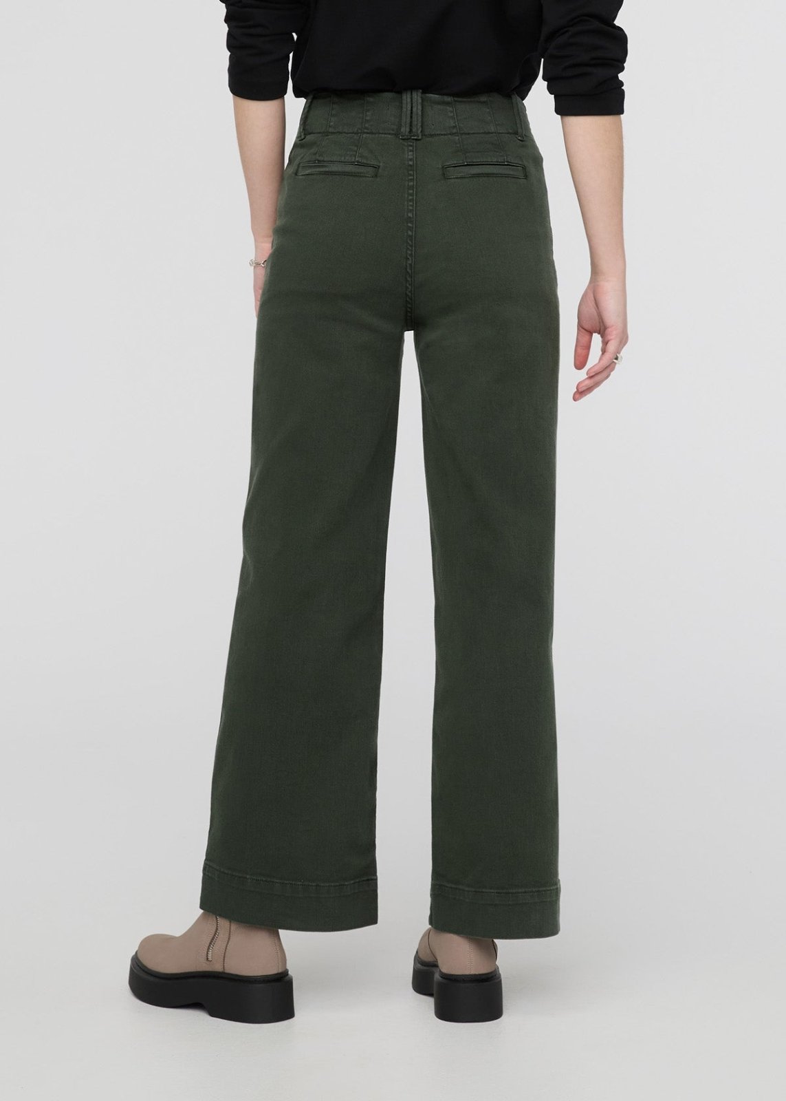 womens peat high rise twill trouser back