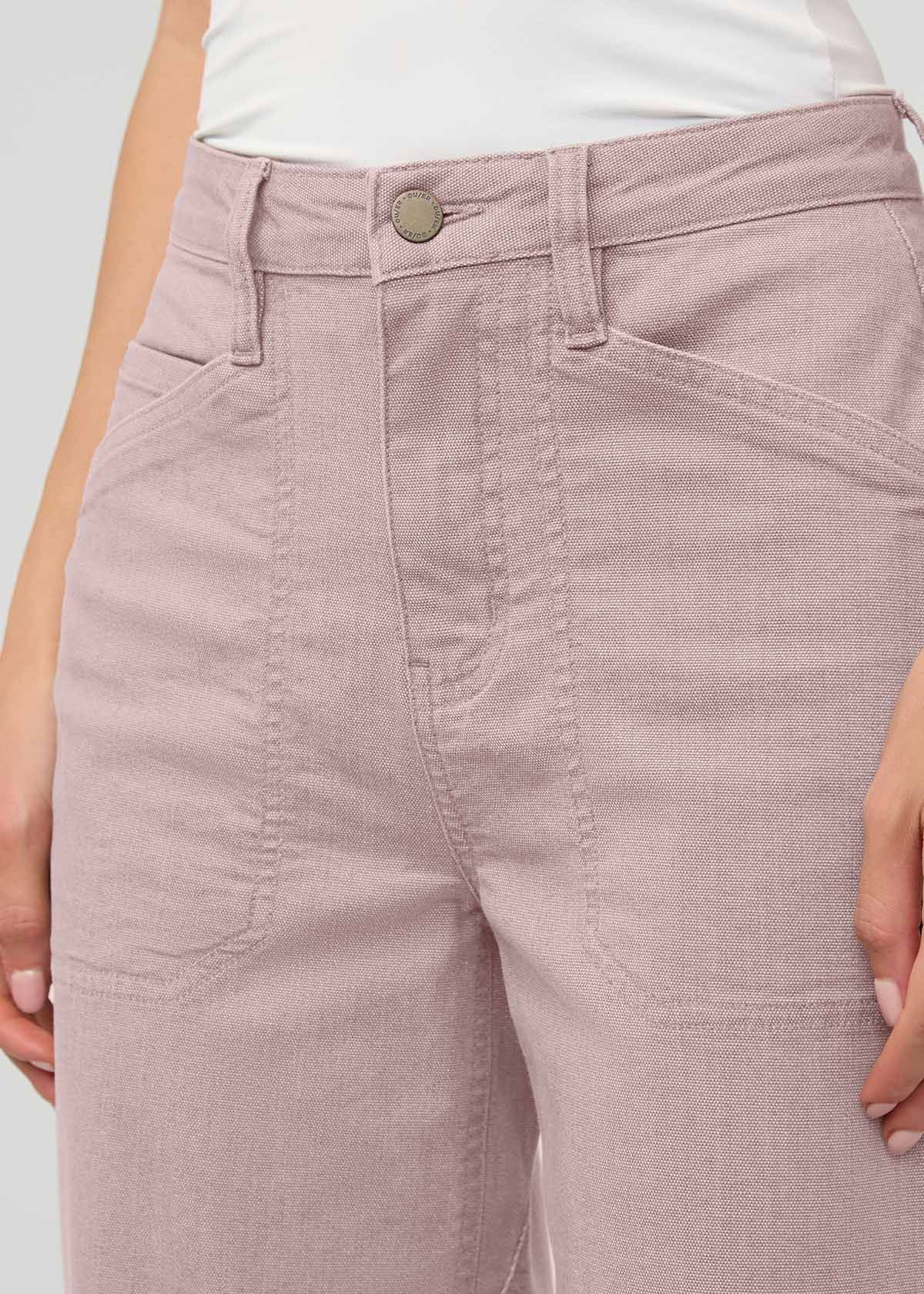 Women's Stretch Canvas Chalk Utility Pants Front Detail