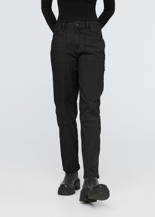 Black Colour Box canvas stretch pants red main image 1