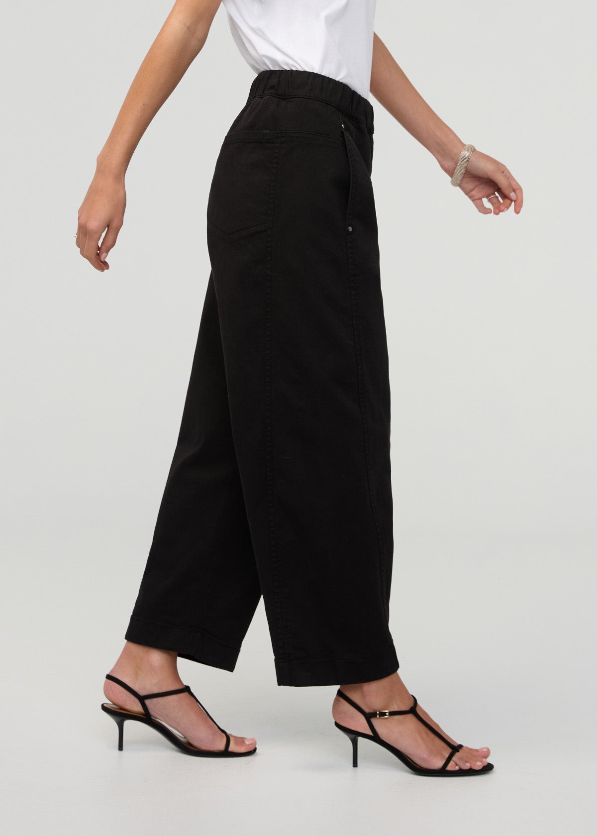 Women's Black Barrel Pull On Pant side