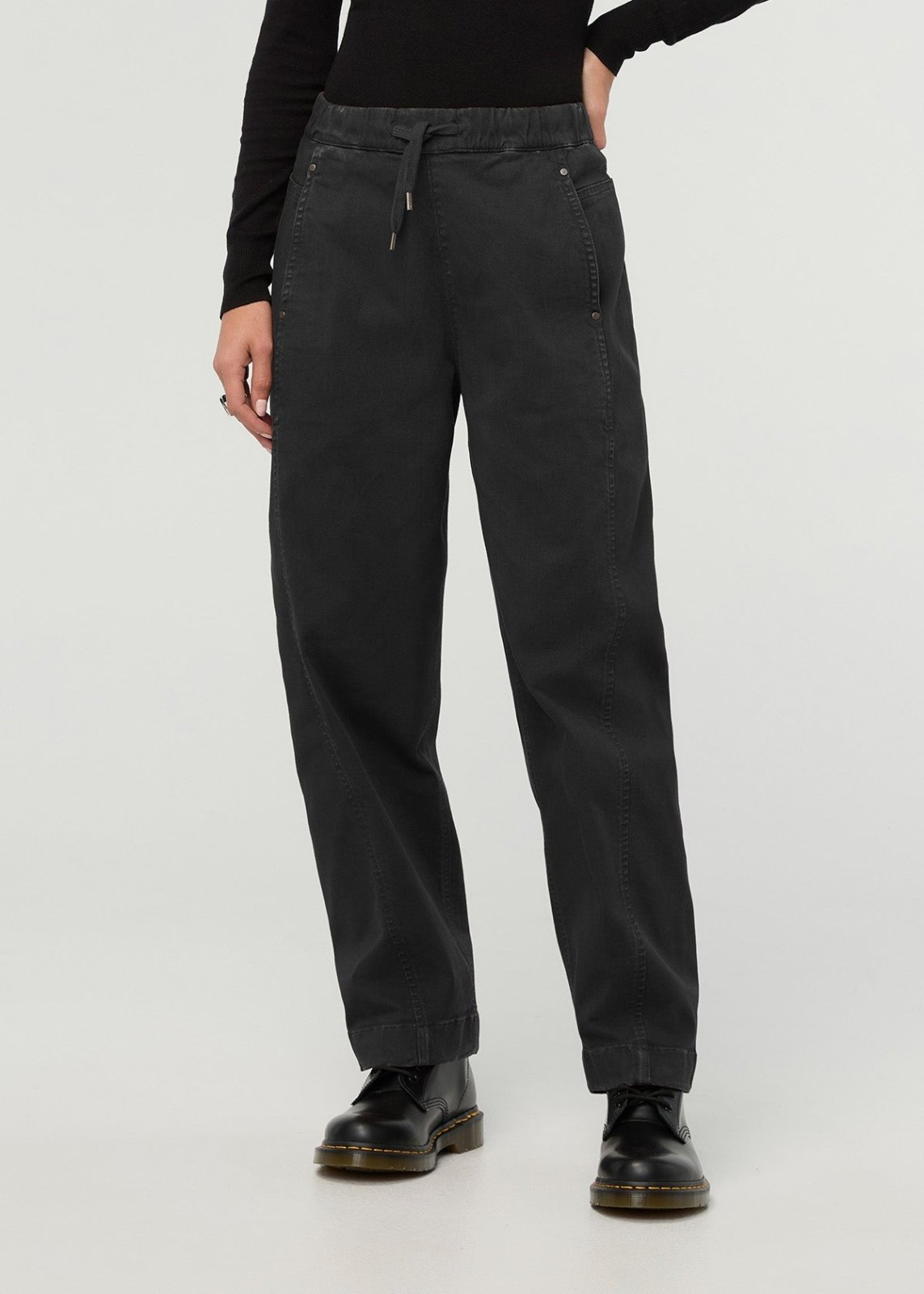 Women's Black Barrel Pull On Pant front