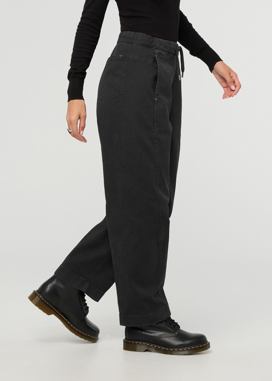 Women's Black Barrel Pull On Pant side