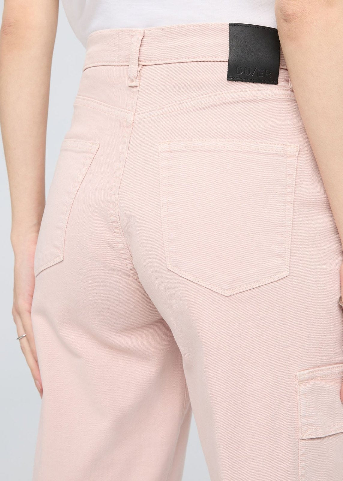 women's soft rose high rise twill cargo pants back pocket and patch detail