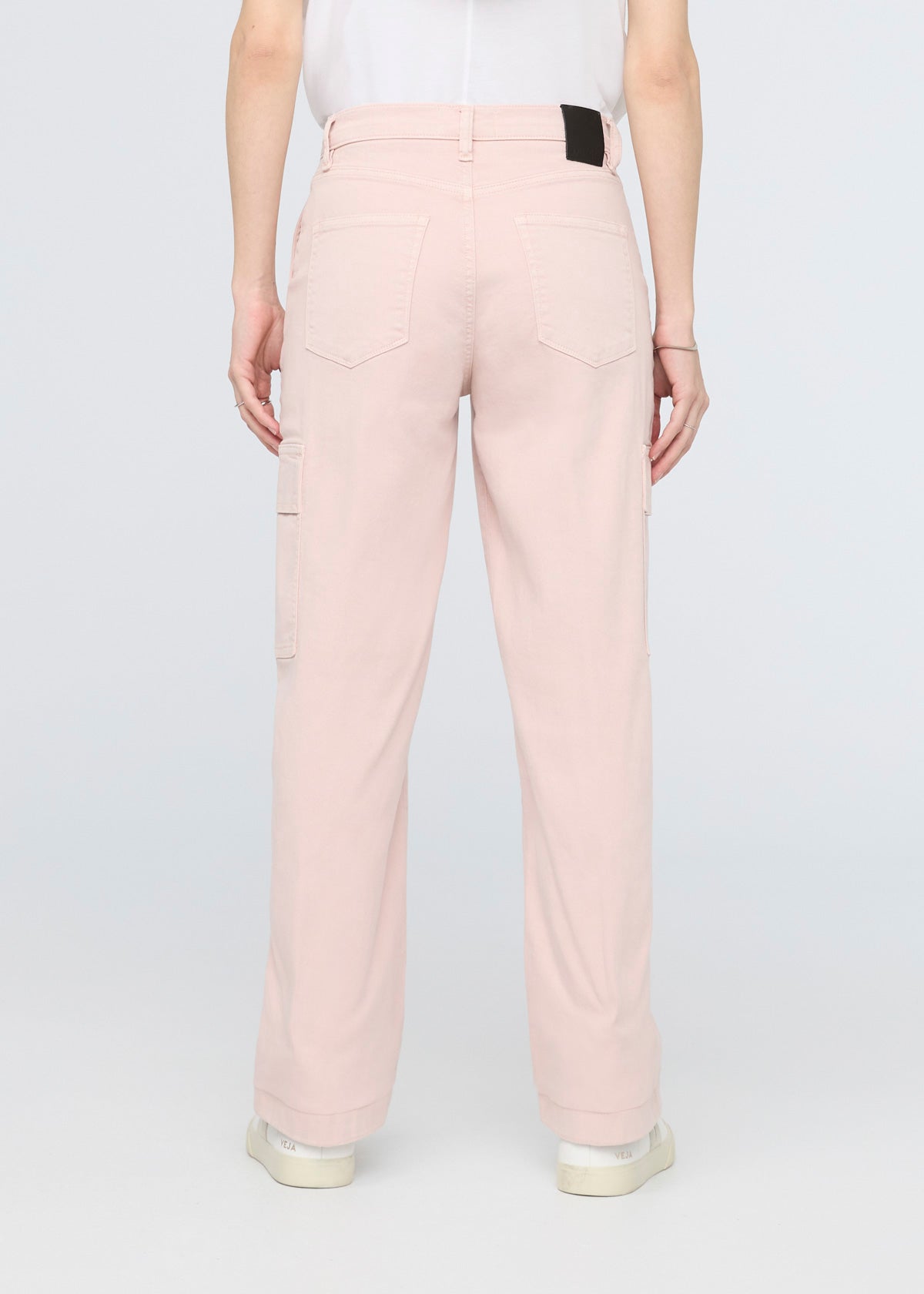 women's soft rose high rise twill cargo pants back