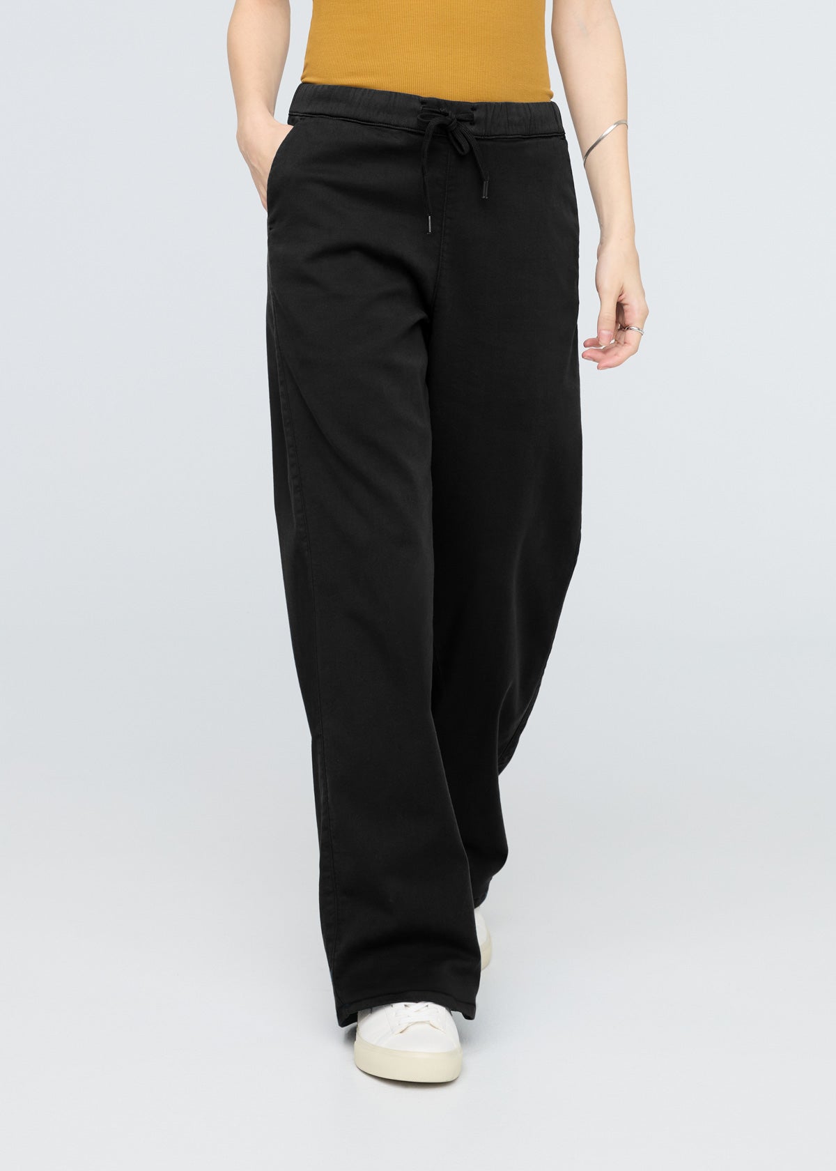 womens black wide leg sweatpants front