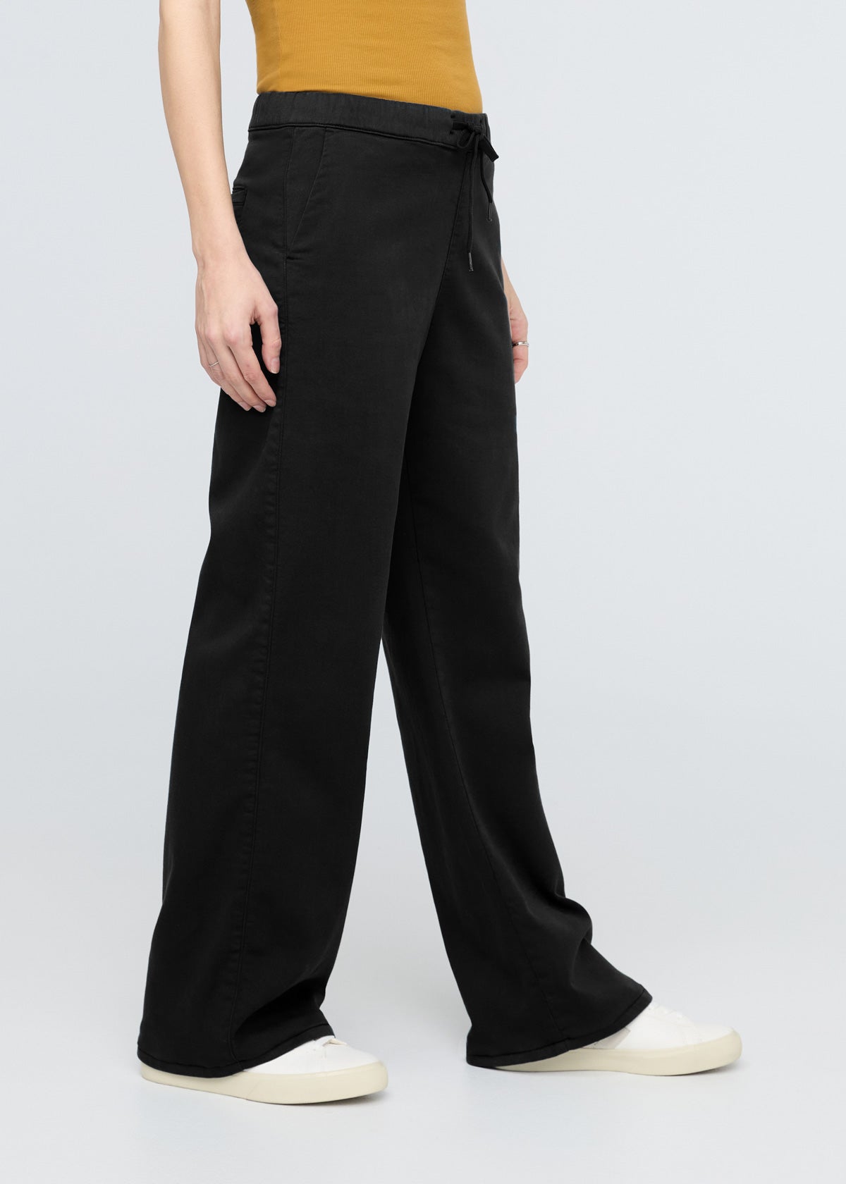 womens black wide leg sweatpants side