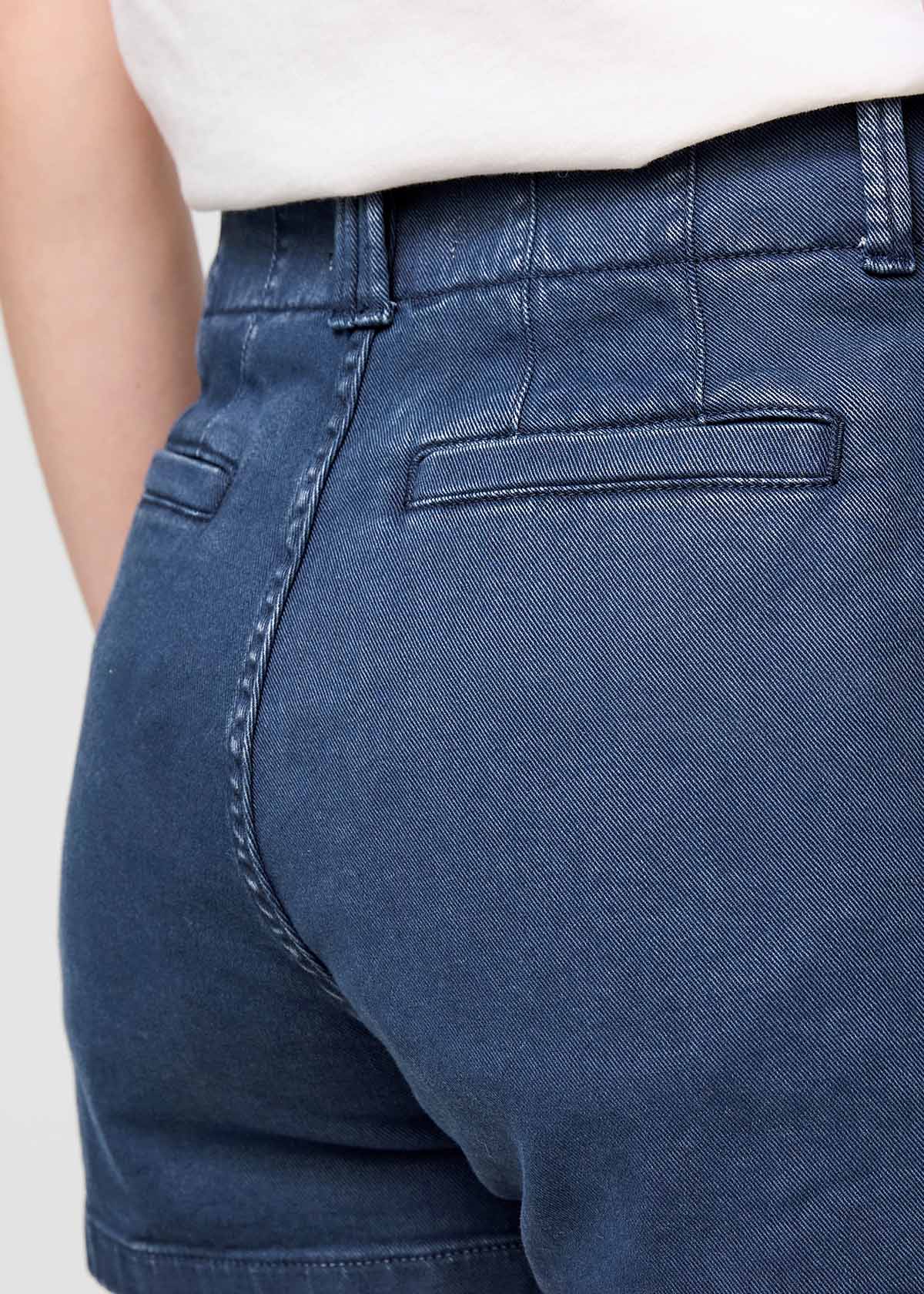 womens blue high rise a-line shorts back pocket