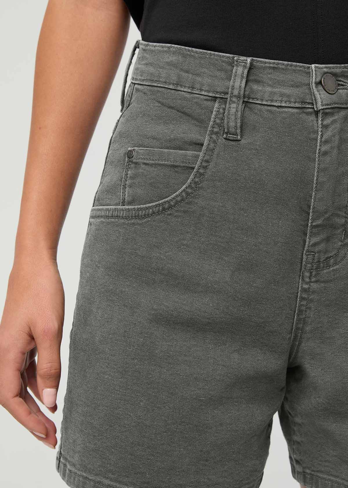 Women's Stretch Canvas Thyme High Rise Relaxed Short front pocket