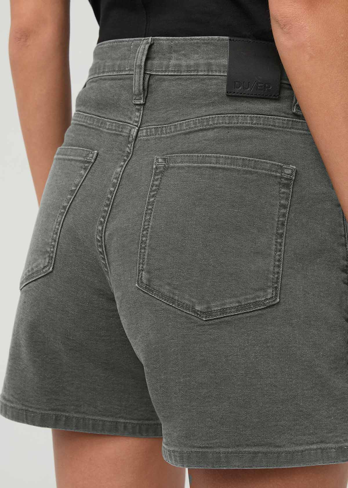 Women's Stretch Canvas Thyme High Rise Relaxed Short back pocket detail