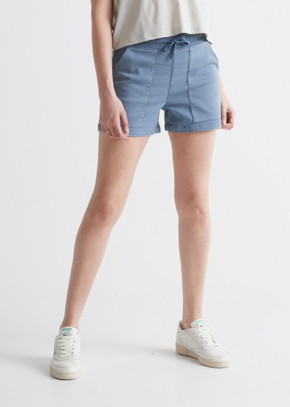 Women's Stone Blue Stretch Sweat Short Front