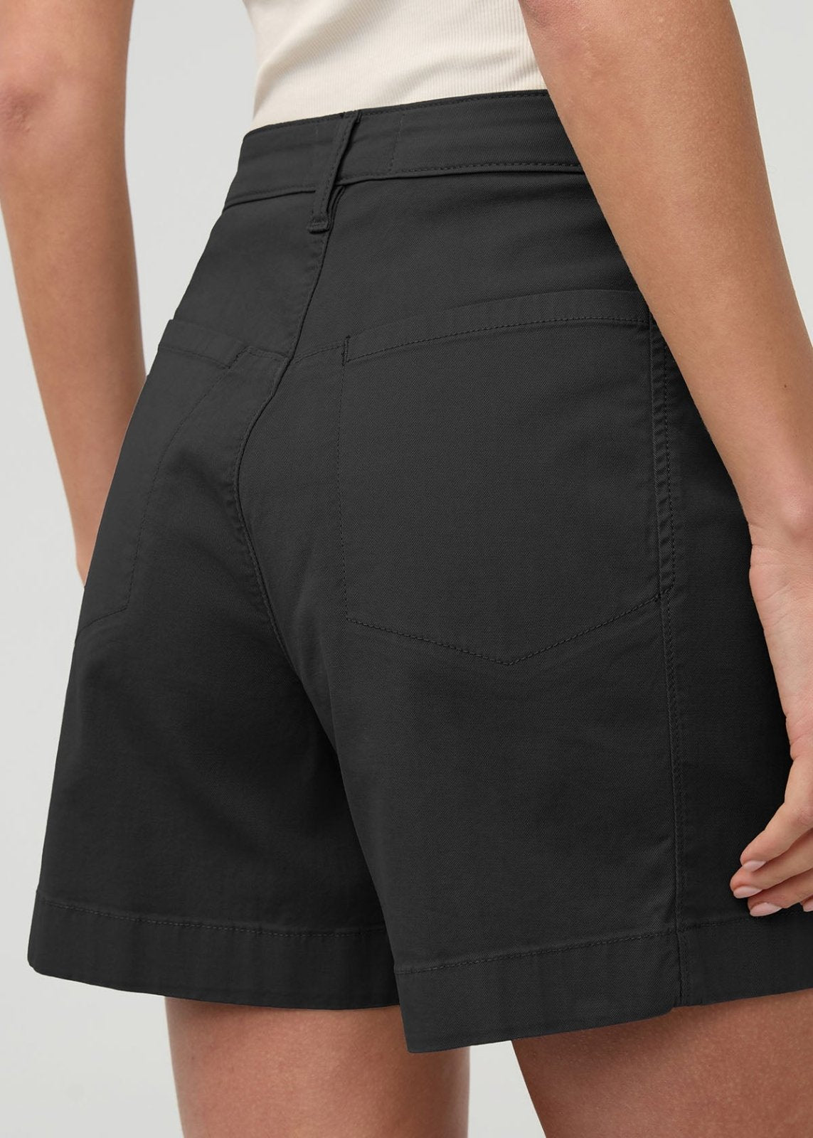 Women's Black High Rise Stretch Twill Short back waistband detail