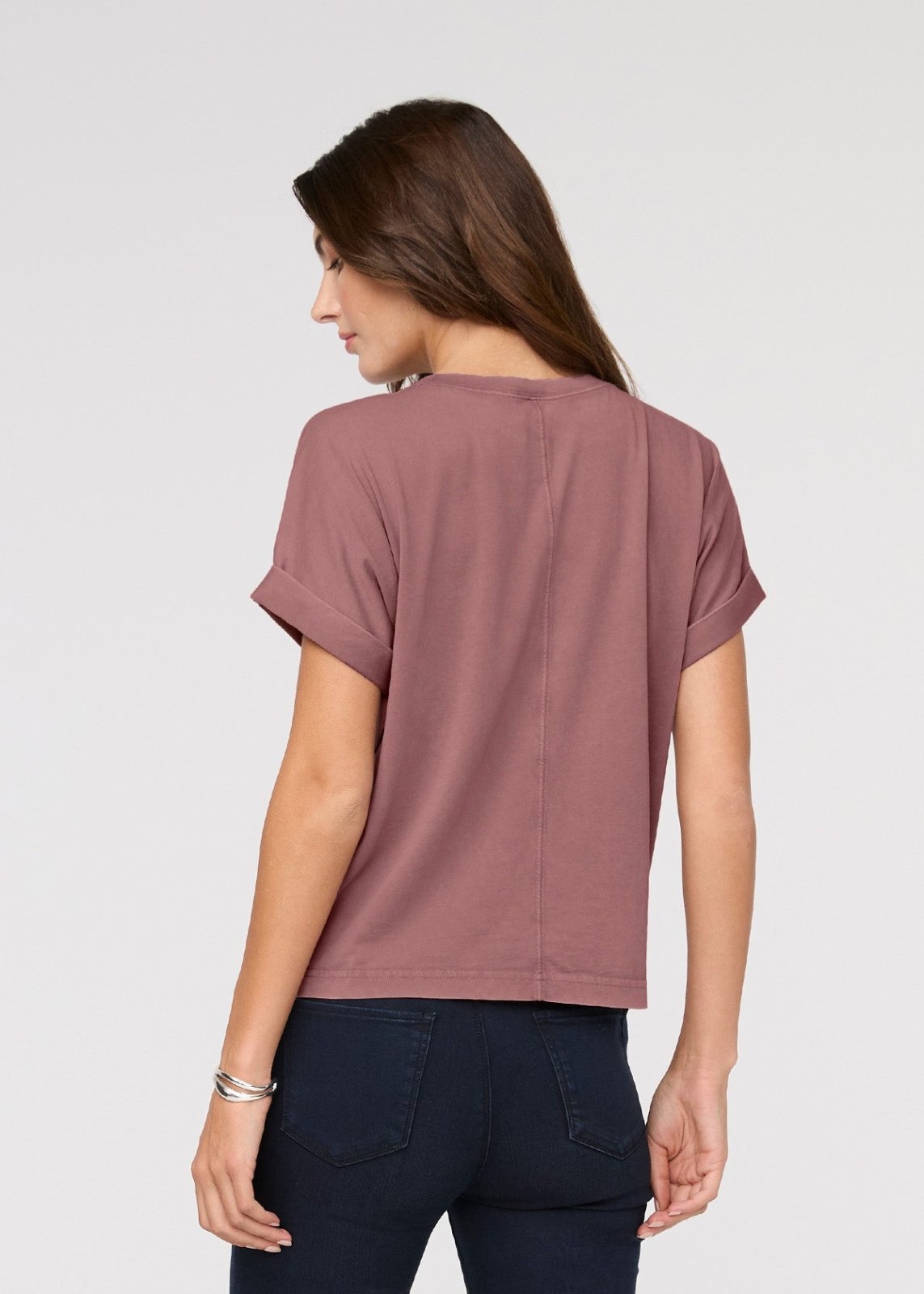 womens washed mauve 100% pima cotton t-shirt back