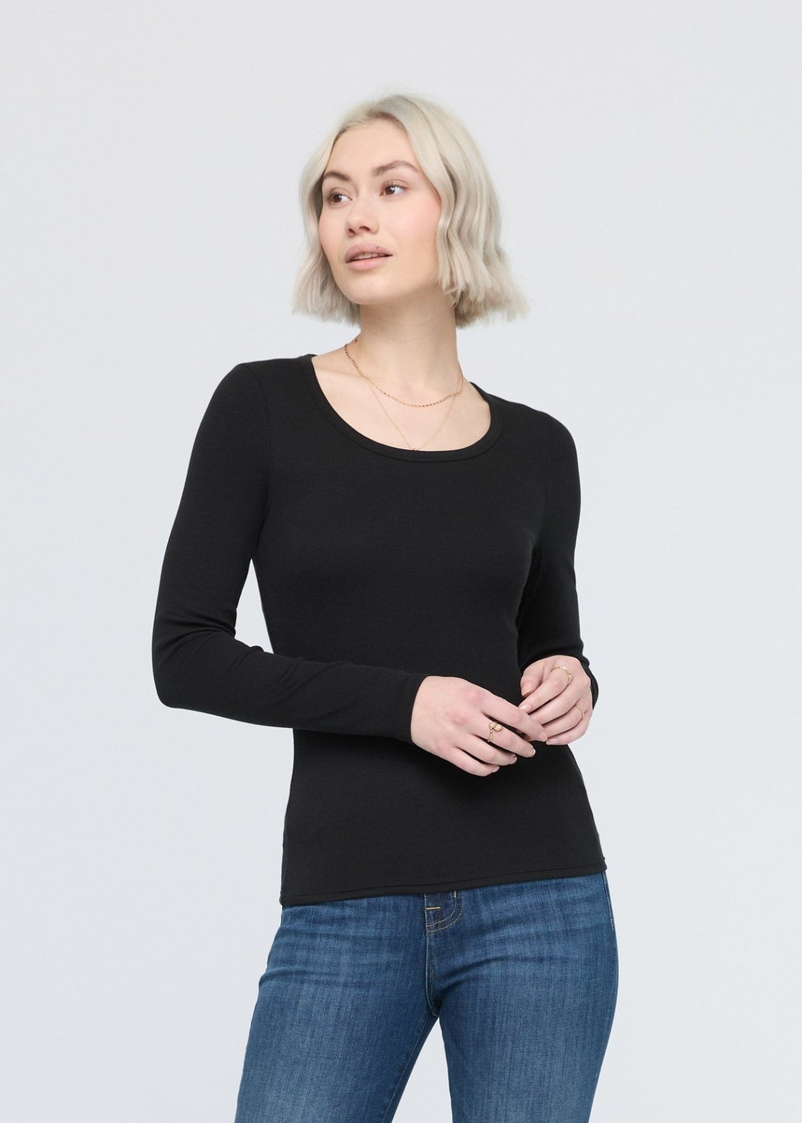 Duer Women s Ribbed Pima Long Sleeve Tee Black