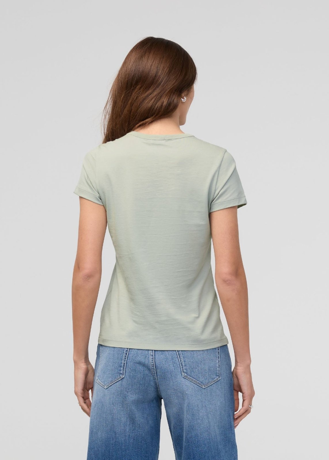 womens green 100% pima cotton fitted t-shirt back