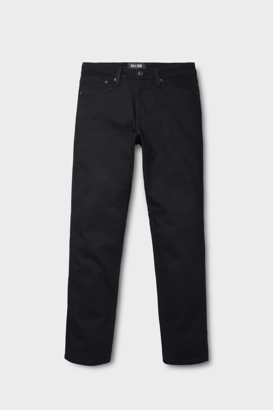 black slim fit stretch jeans flat lay