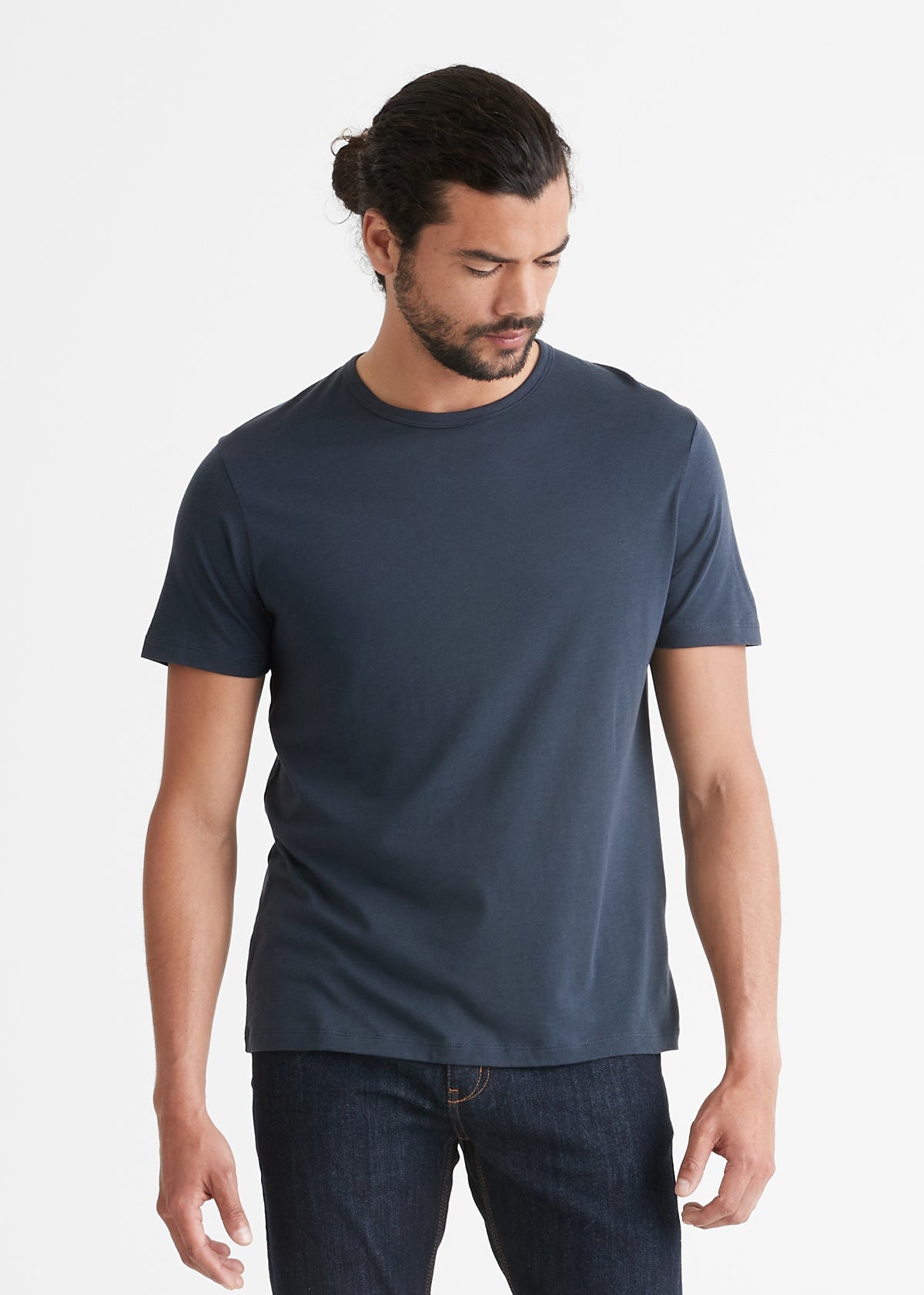 men's soft lightweight navy blue tshirt front