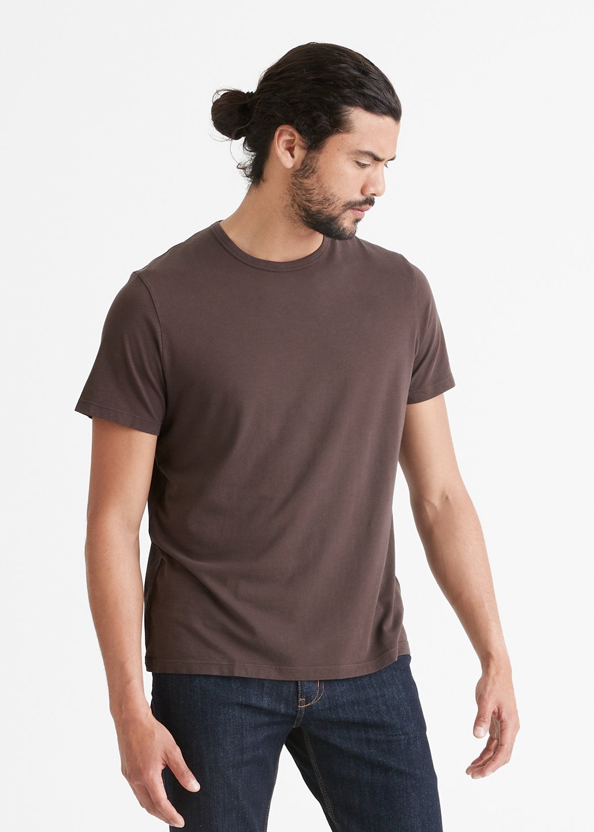 mens taupe soft lightweight t-shirt front