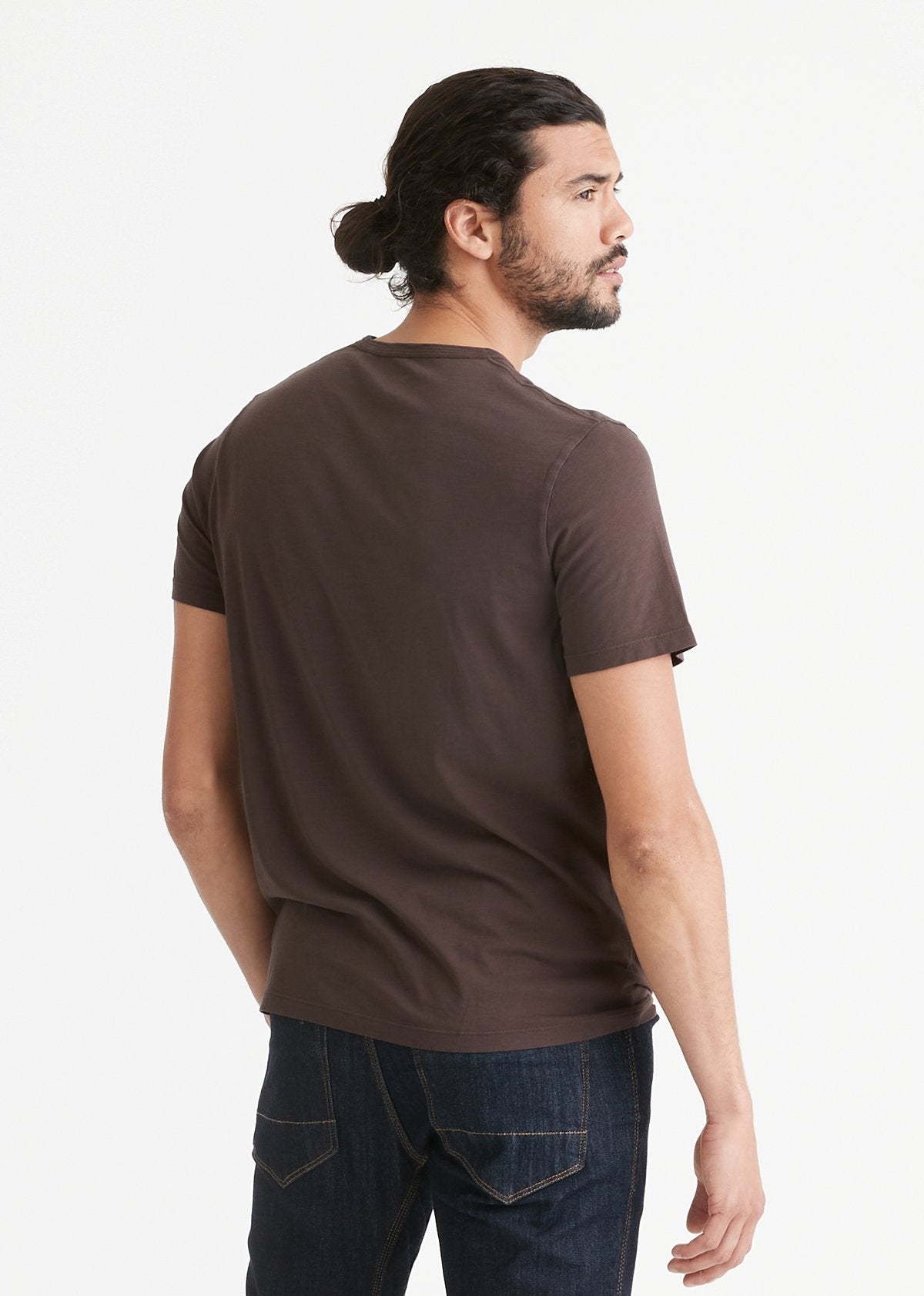 mens taupe soft lightweight t-shirt back