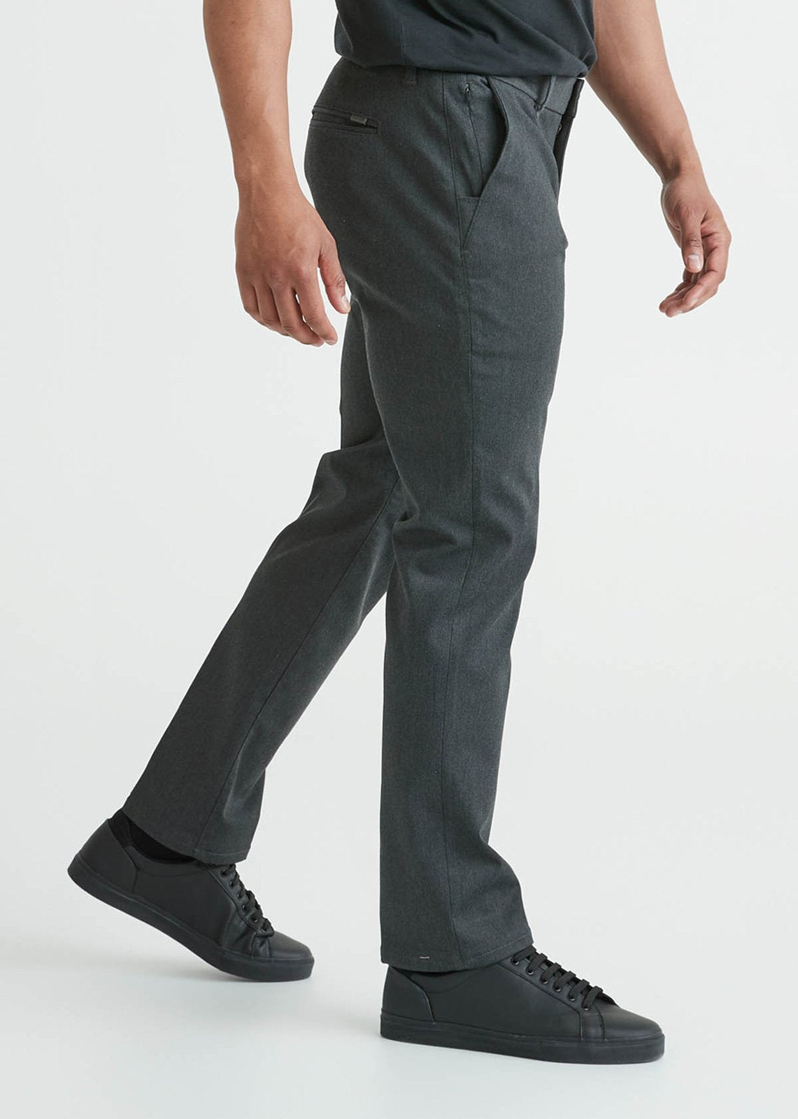 Men's Charcoal Relaxed Fit Stretch Dress Pant Side
