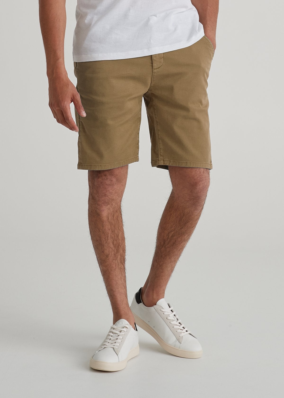 mens khaki lightweight shorts front