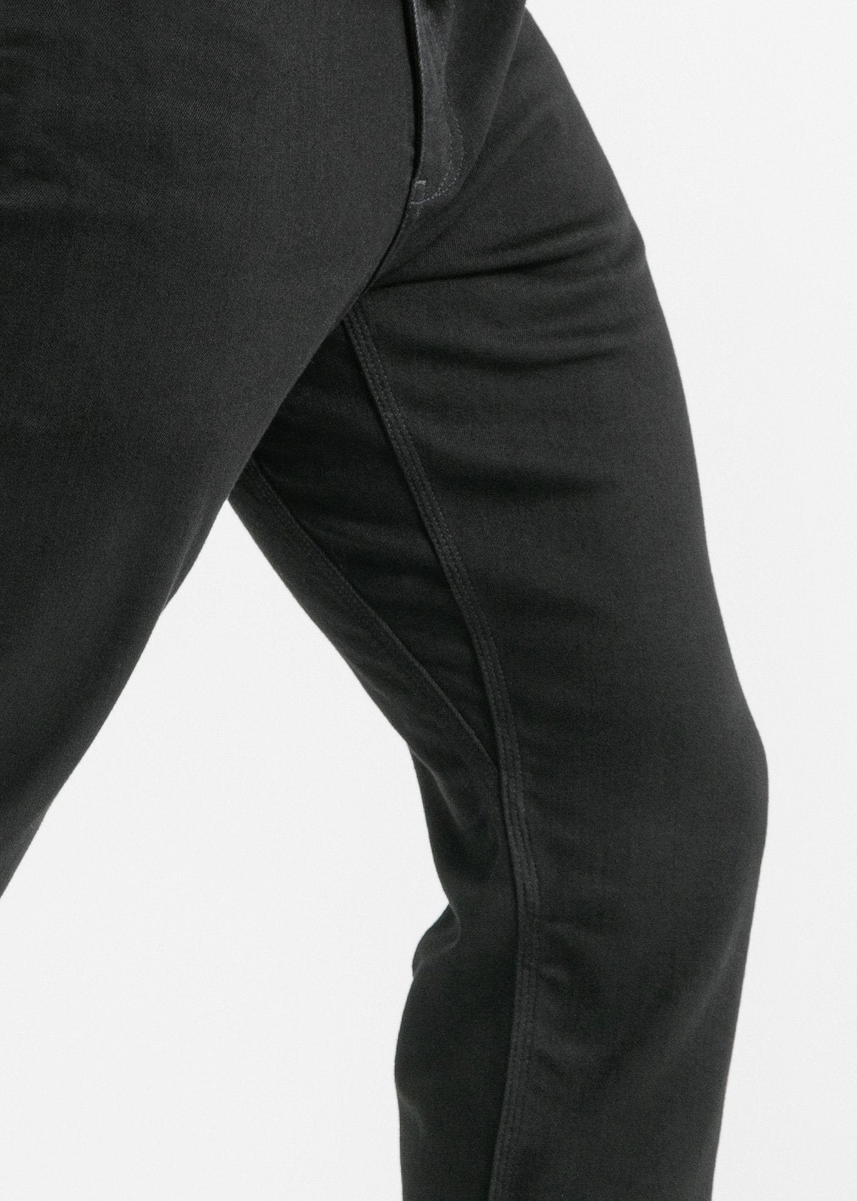 mens black relaxed fit waterproof stretch jeans gusset detail