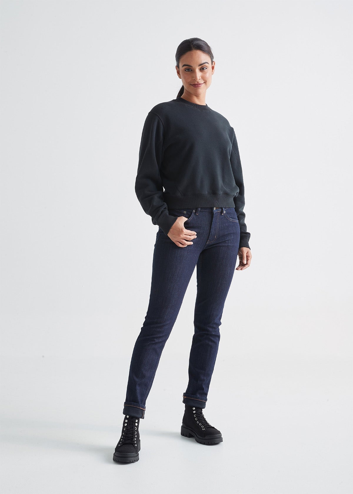 Women's Dark Blue Slim Fit Waterproof Membrane Stretch Jeans