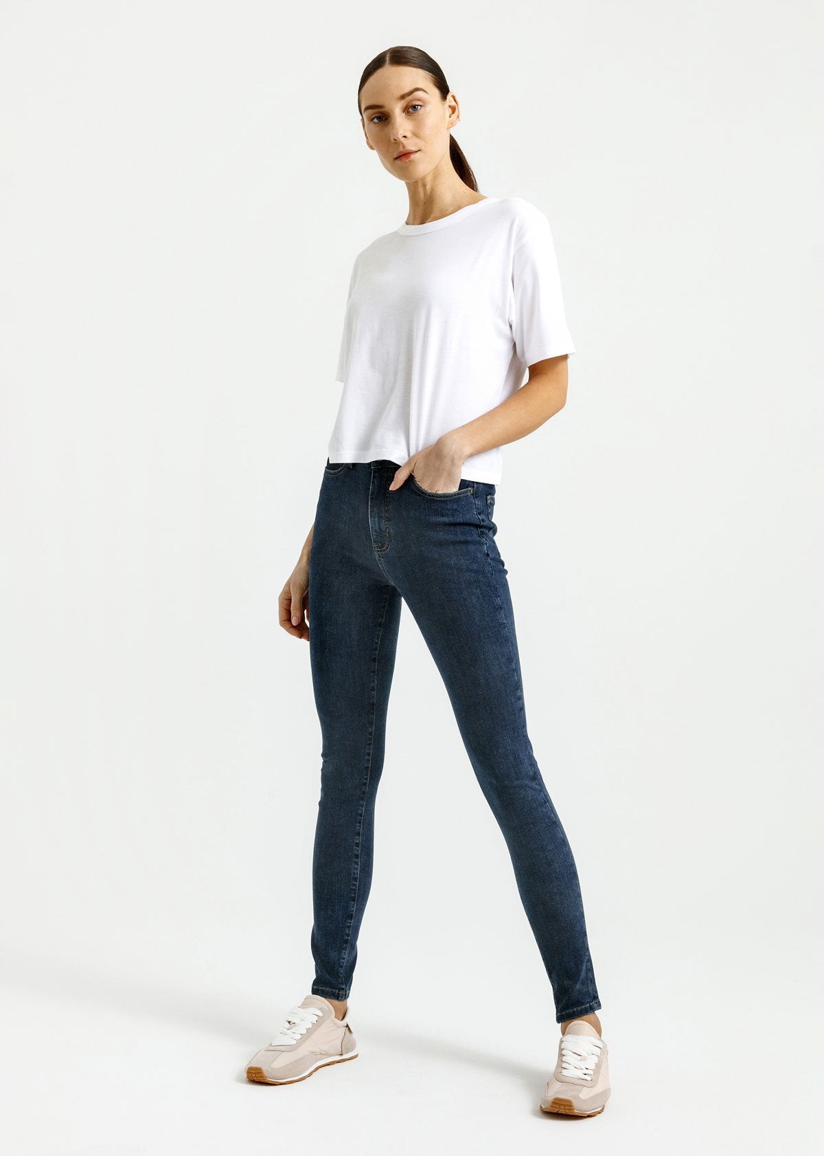 Double Button Ripped Skinny Jeans, High Rise Washed Blue Stretchy Denim  Pants, Women's Denim Jeans & Clothing