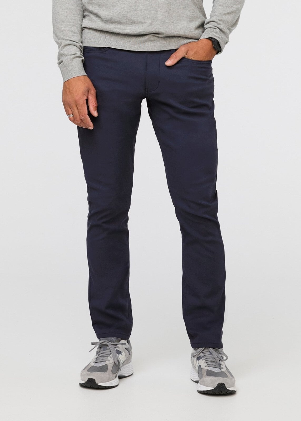 mens navy relaxed fit stretch pant front