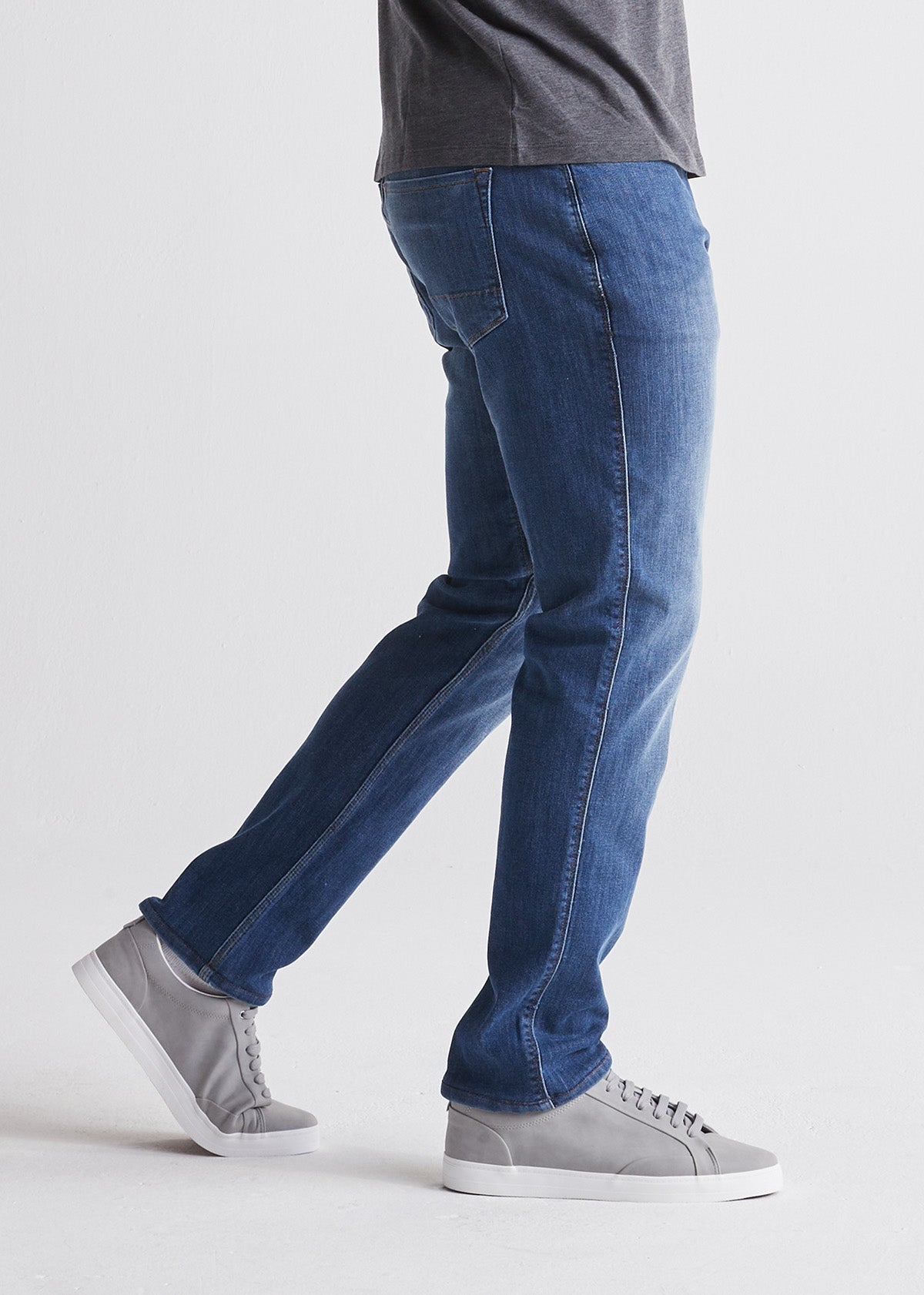 mens light wash relaxed fit stretch jeans side