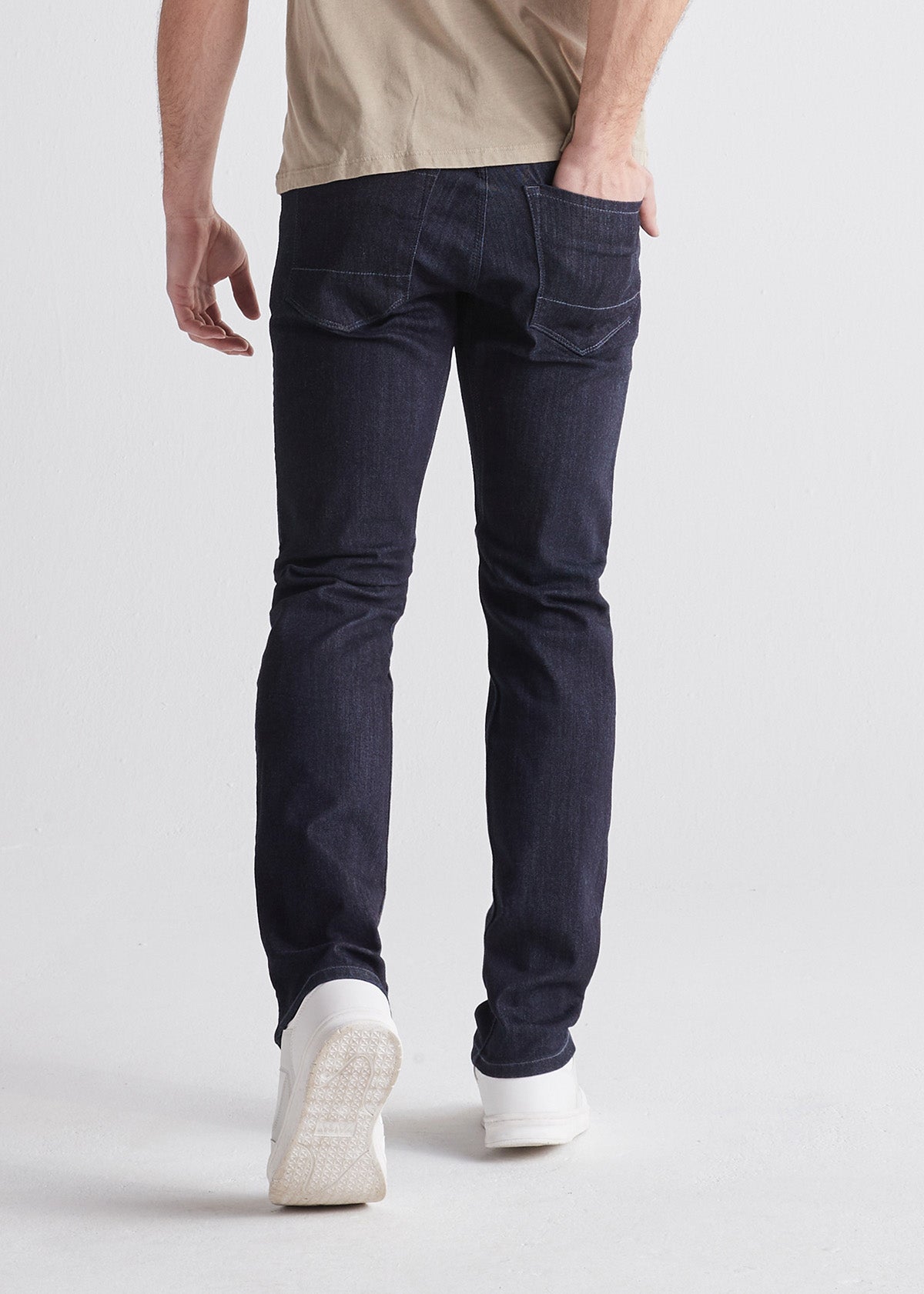 blue slim fit stretch jeans back