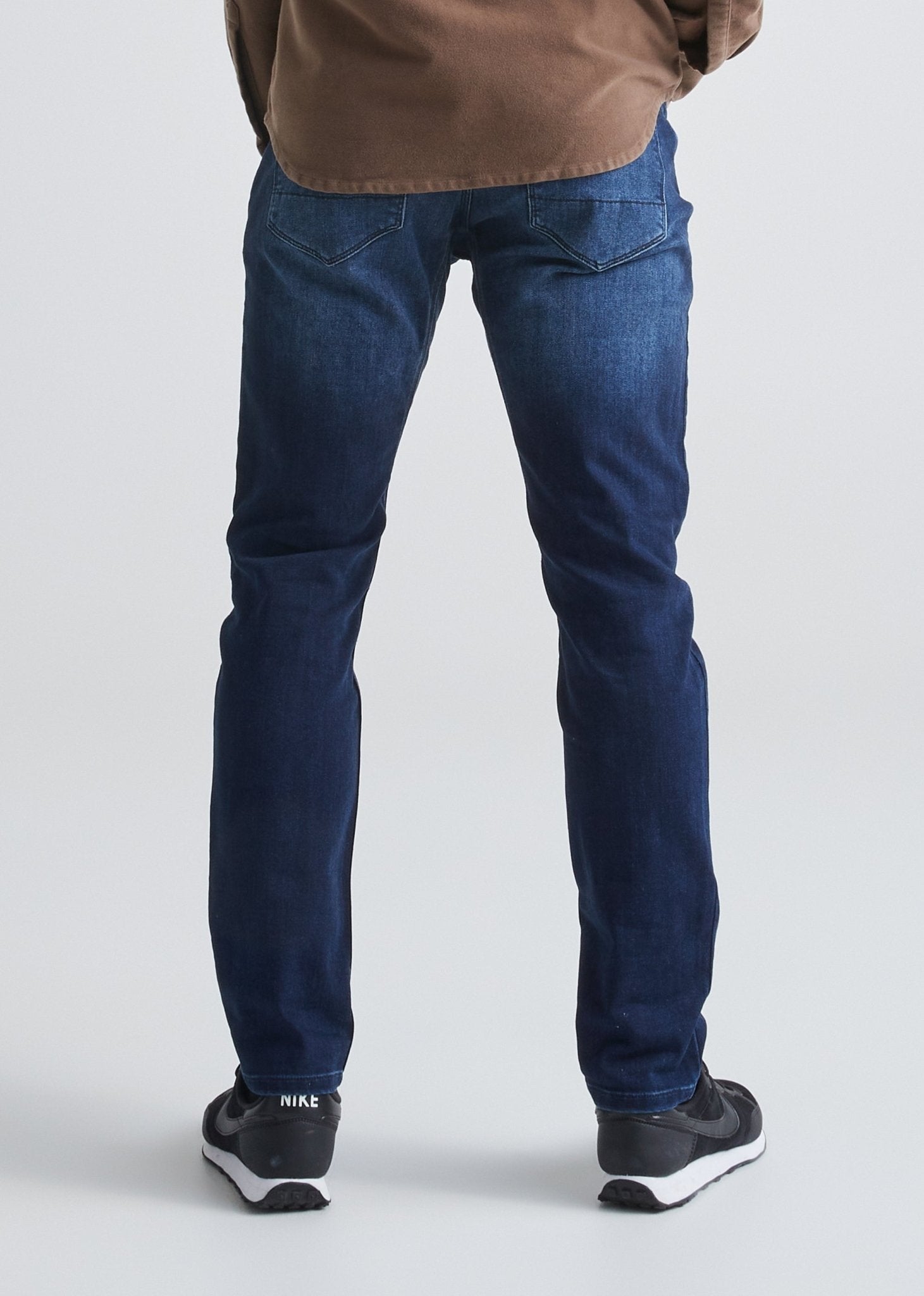 mens blue slim fit water resistant stretch jeans back