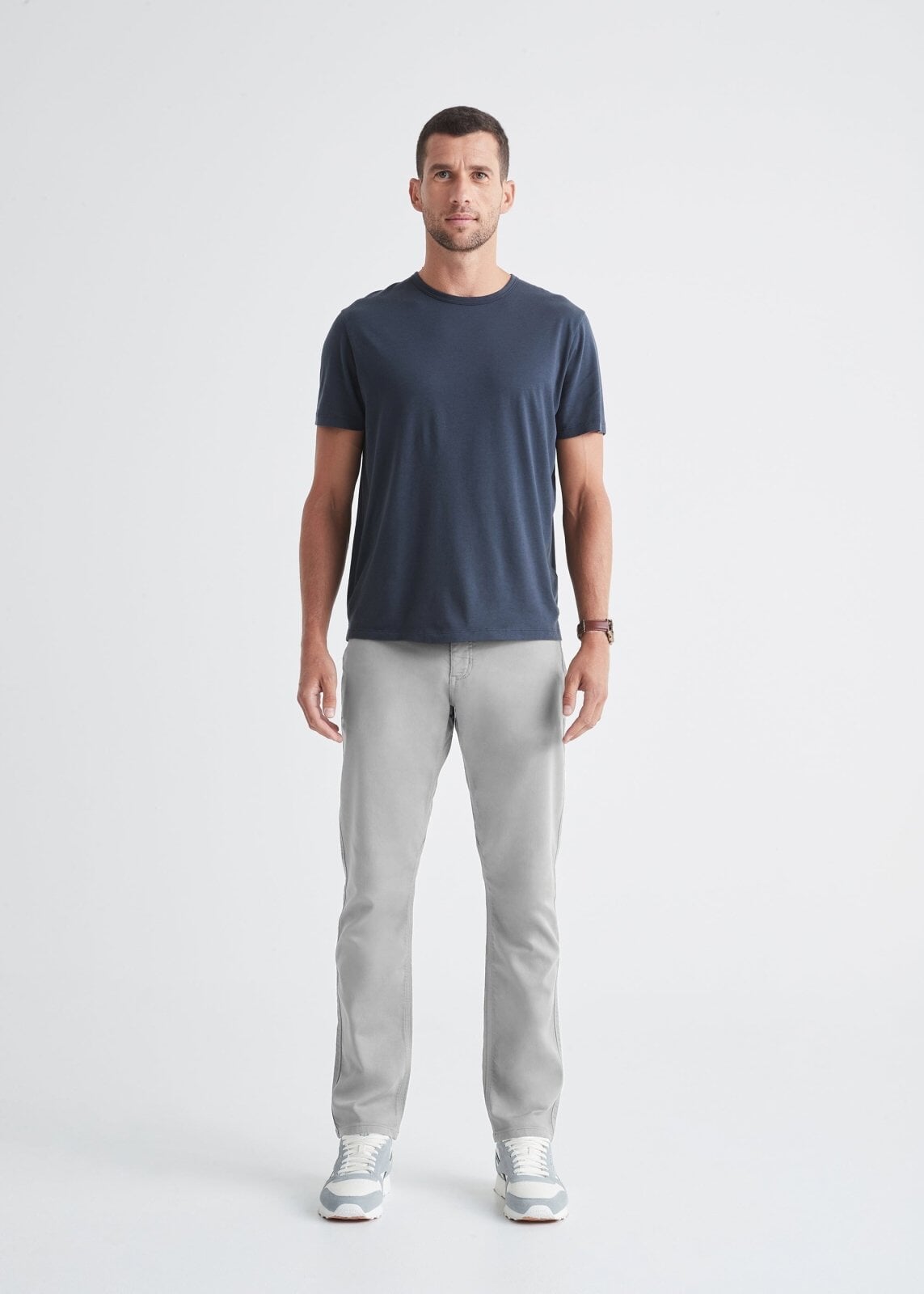 mens light grey relaxed fit dress sweatpant full body