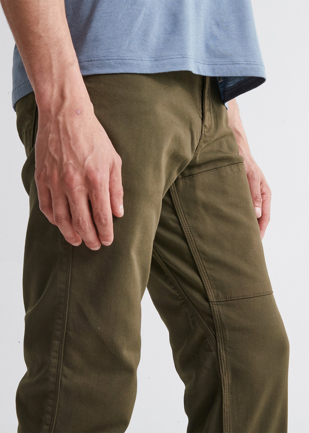mens army green athletic jogger gusset detail