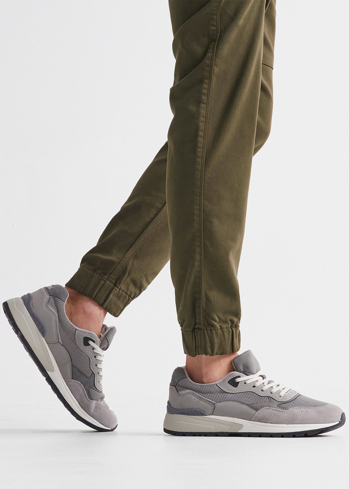 mens army green athletic jogger ankle cuff detail