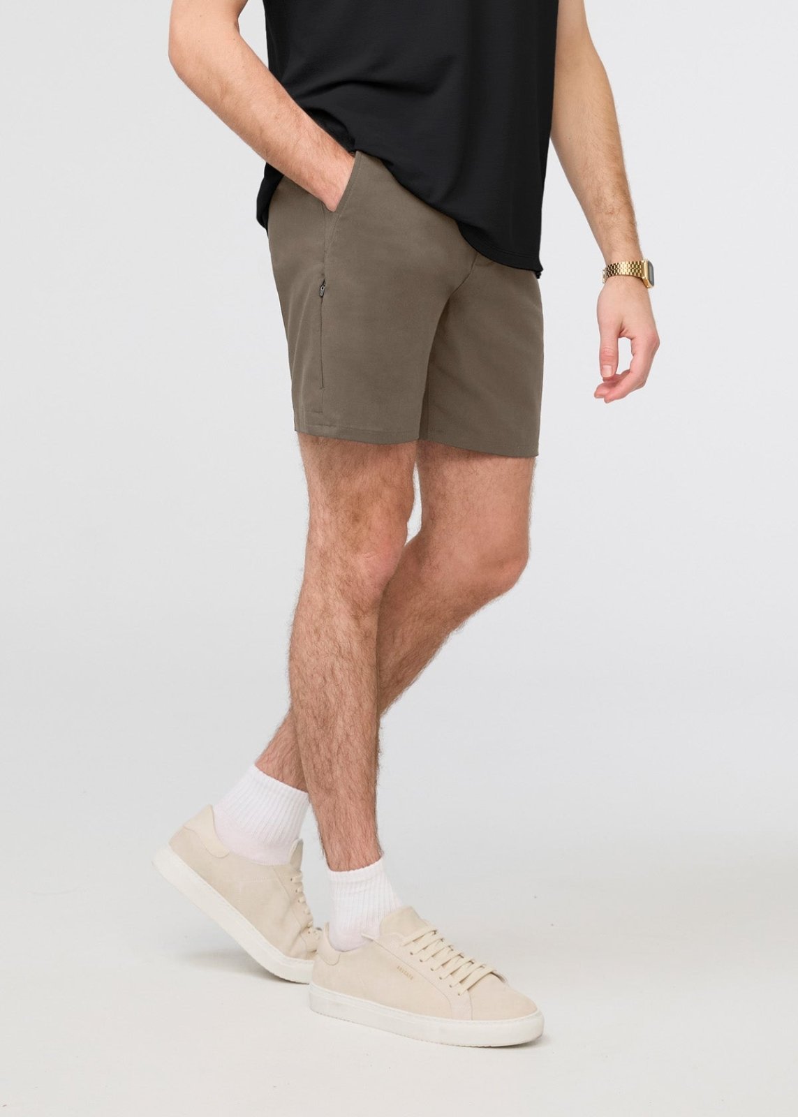 mens green-brown golf shorts side
