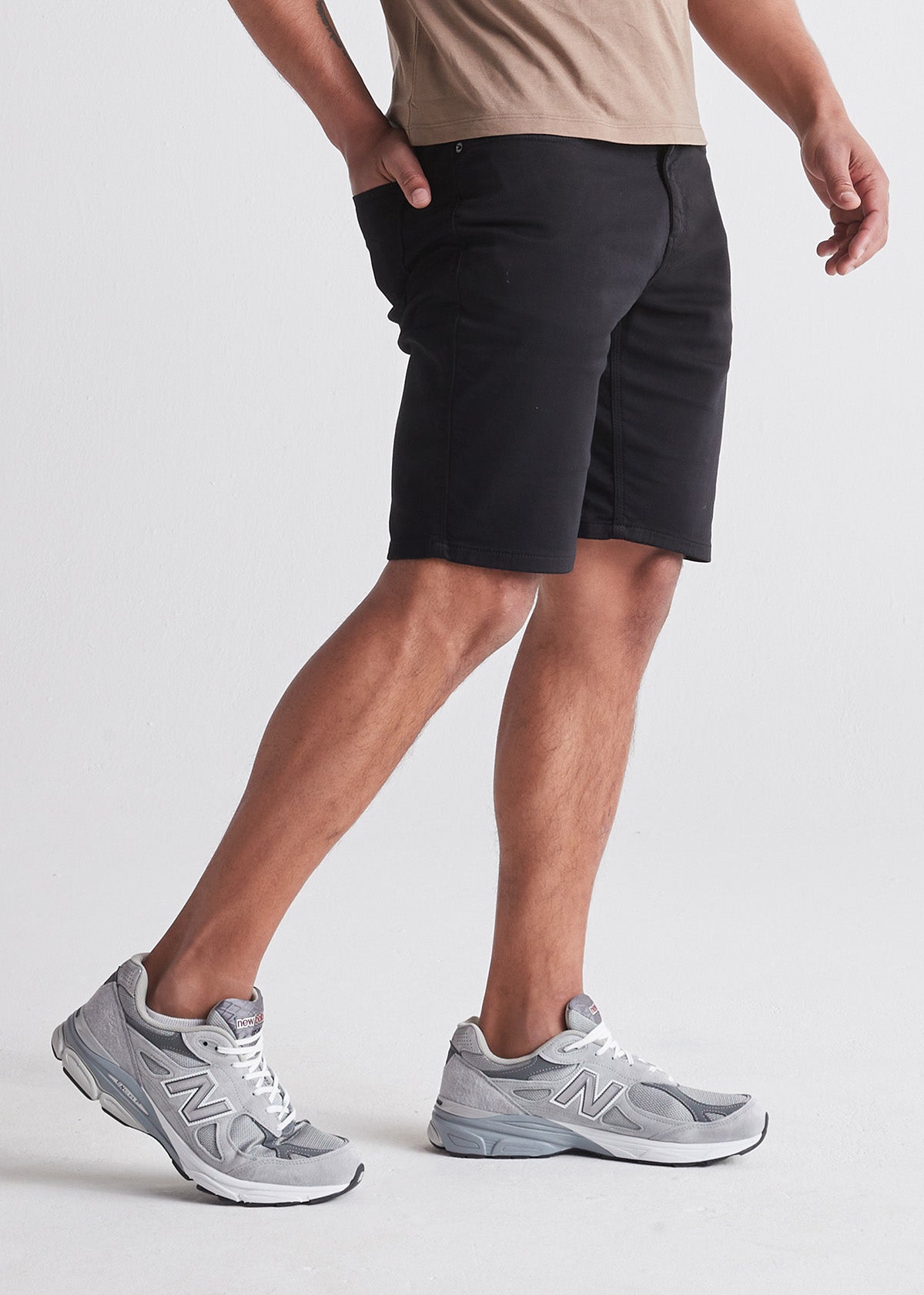 black relaxed fit performance short side