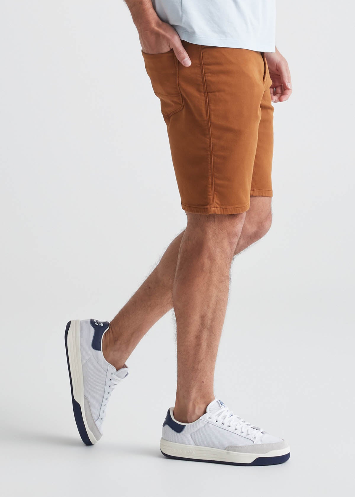 mens burnt orange slim fit performance short side