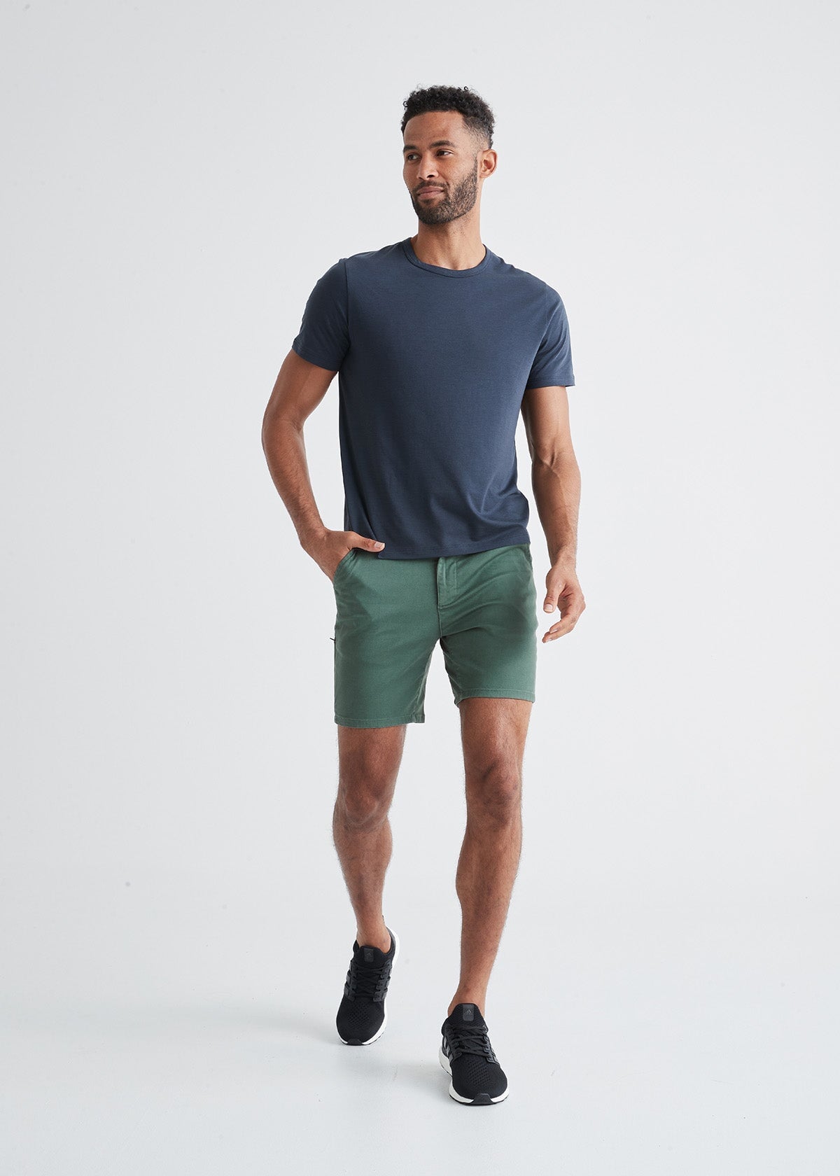 mens green lightweight shorts slim full body