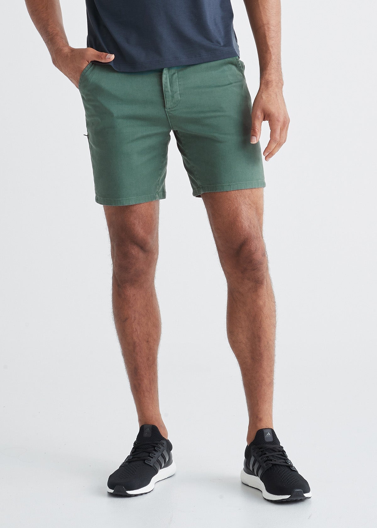 mens green lightweight shorts slim front